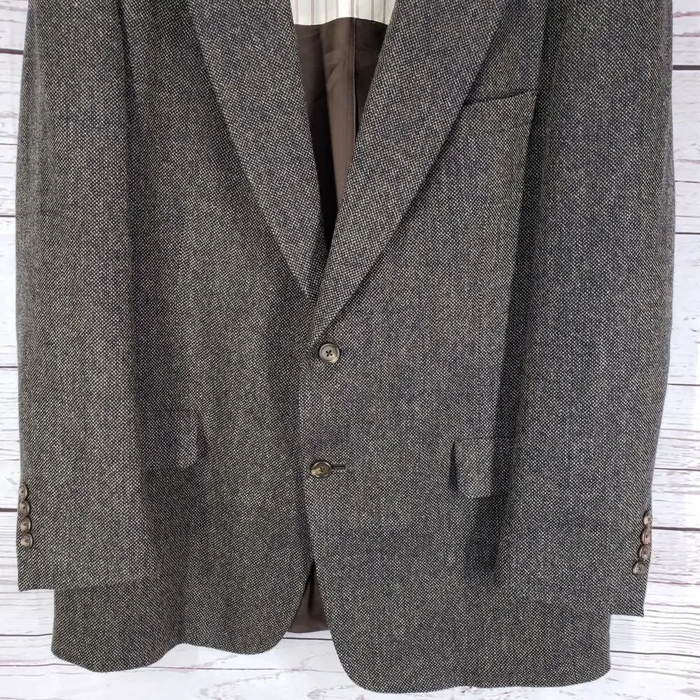 Tommy Hilfiger Vintage Brown Birds Eye Sportscoat Blazer Jacket Size 43R